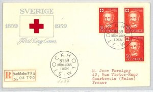 SWEDEN 1959 FDC RED CROSS *Henry Dunant* First Day Cover ILLUSTRATED RC111