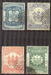 British North Borneo 1886 / 8 Coats of Arms 4 Stamps Used