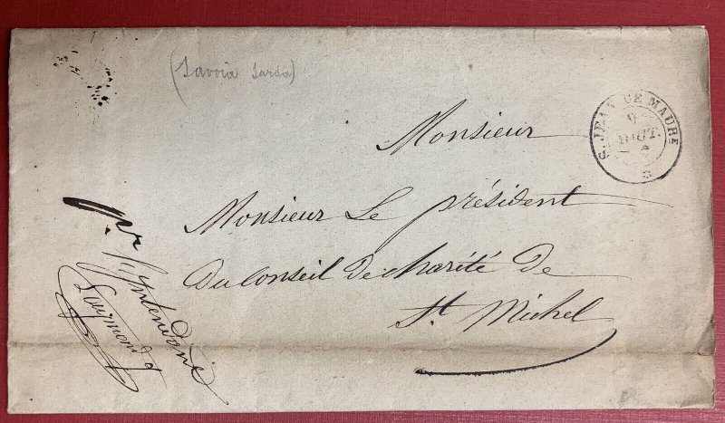 France, 1850, Stampless Cover/Folded Letter, Sent from Chambery to St. Michel