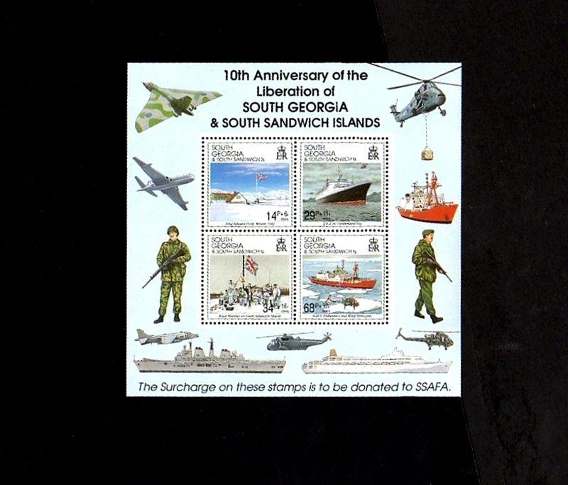 SOUTH GEORGIA - 1992 - FALKLANDS LIBERATION - AIRCRAFT - SHIP - MINT S/SHEET!