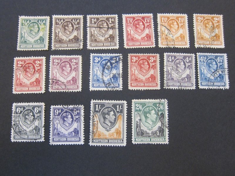 Northern Rhodesia 1938 Sc 25-7,29-41 FU