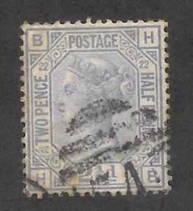 Great Britain Scott #82 Used 2 1/2p Victoria Plate 22 2018 CV $60.00