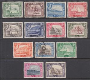 Aden Sc 16-27 MLH. 1939-48 KGVI Definitives, cplt set, 1A no gum, 14A used