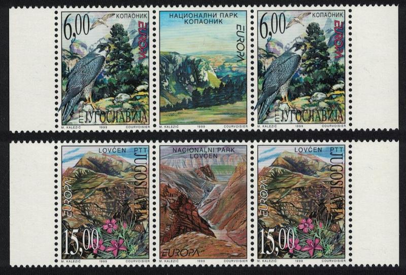 Yugoslavia Birds Peregrine Falcon Flowers Mountains Europa CEPT 2v Pairs with