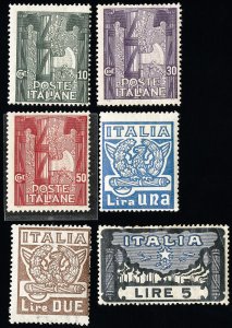 Italy Stamps # 159-64 MNH+MLH VF Scott Value $77.00