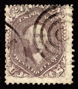 1862 US, 24c, Used, reperf at top, George Washington, Sc 70a