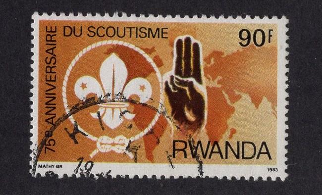 Rwanda  #1129  used  1983    scouting 90fr