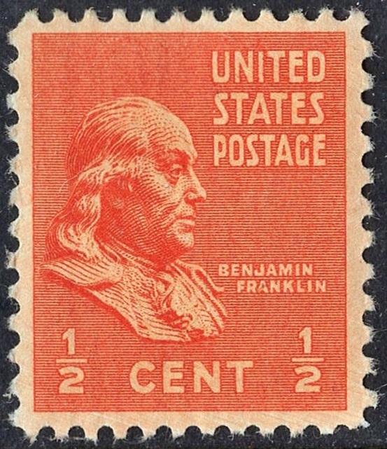 SC#803 ½¢ Benjamin Franklin (1938) MNH