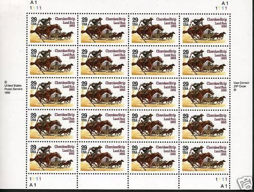 US CHEROKEE STRIP SCOTT#2754 SHEET MINT NH