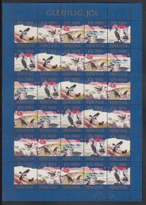 Faroe Islands 1984 MNH Seals Christmas Complete sheet of 30 Birds Strips of 5...
