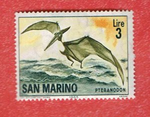 SAN MARINO SCOTT#614 1965 3L PTERANODON  - MH