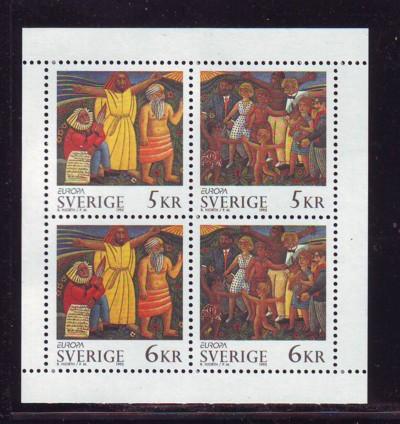 Sweden Sc 2119a 1995 Europa Wooden Sculptures stamp booklet pane mint NH