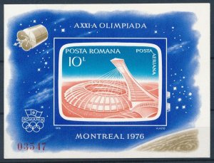 [118077] Romania 1976 Olympic Games Football soccer satellite Souv. Sheet MNH