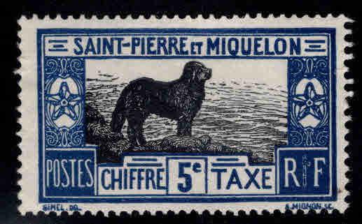 St. Pierre & Miquelon Scott J21 MH* Newfie Dog postage due