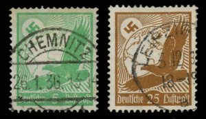 Germany, Air Post #C46,50 (Mi. 529y, 533y) Cat€24, 1934 5pf and 25pf, horiz...