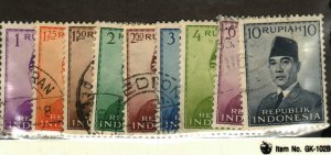 Indonesia #387-392A, 394-5 used