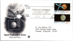 FDC 1991 SC #2577a Mars & Pluto - Pasadena CA - Pair - J2719