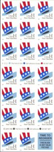 3268c Top Hat H Rate (33¢) Booklet Pane of 20 Stamps + Label