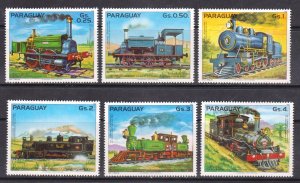 Paraguay MNH Set Of 6 South American Locomotives 1983