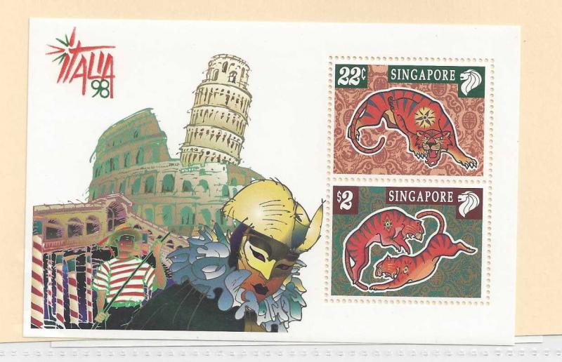 Singapore 830C Sheetlet New Year 1998 Jointly Italy