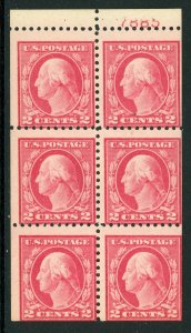 USA 1917 Washington 2¢ Carmine Ty 1 Booklet Pane Perf 11 Scott 499e MNH ? C506