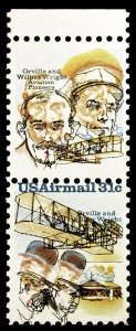 Stamp Rarity US #C91 C92 31c Wright Bros 1978 Vert Pair Missing Blue Errors MNH