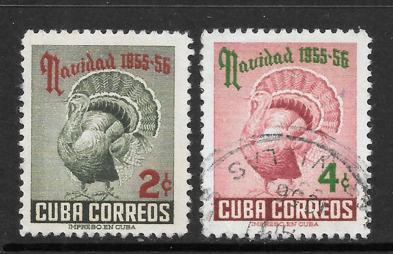 Cuba Scott 547-48 Used - 1955 Christmas Issue - SCV $3.00