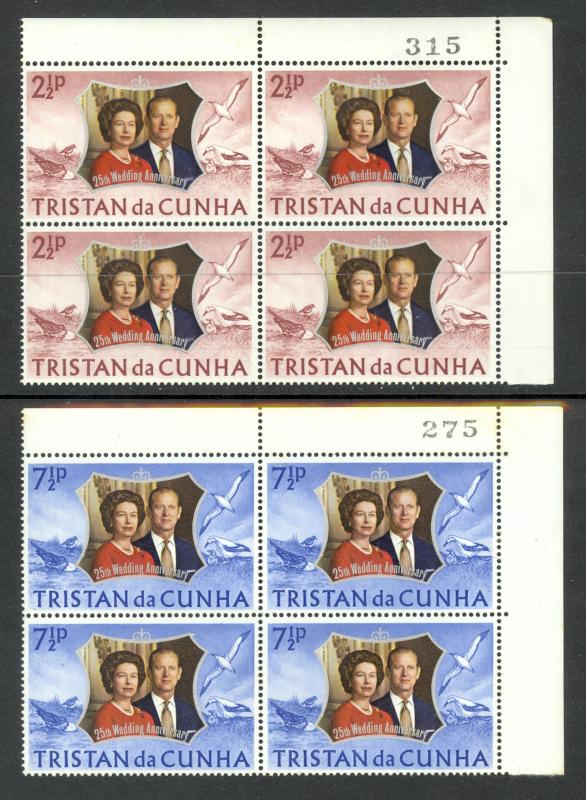 TRISTAN DA CUNHA 1972 QE2 SILVER WEDDING Set SHEET NO BLOCKS Sc 178-179 MNH