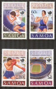 Samoa 1988 Olympics Games Seoul set of 4 MNH