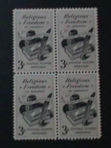 ​UNITED STATES-1957 SC#1099-300TH ANNIV: FLUSHING REMONSTRANCE-MNH-BLOCK -VF