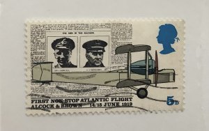 Great Britain 1969 Scott 584 used - 5p, 1st Non-stop Atlantic Flight 50th Anniv.