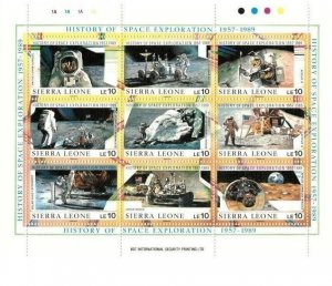 Sierra Leone - History of Space Exploration 1957-1989 Spacecraft Stamp Sheet MNH