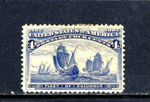 #233 US 4 CENT ULTRAMARINE COLUMBIAN-MINT-PREVIOUSLY HINGED-FINE-VF 
