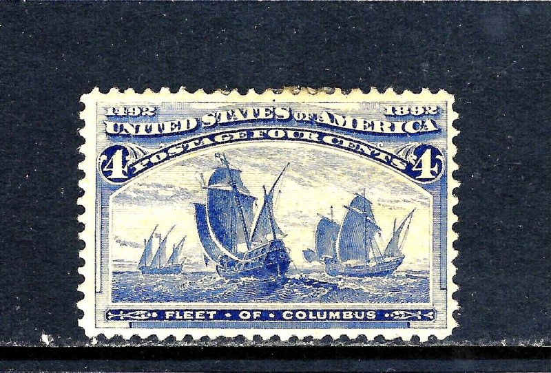 #233 US 4 CENT ULTRAMARINE COLUMBIAN-MINT-PREVIOUSLY HINGED-FINE-VF 
