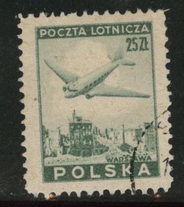 Poland Scott C17 used 1946 airmail Douglas Plane
