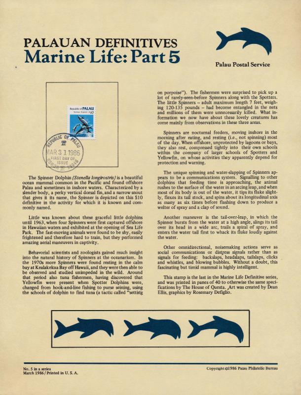 Palau 85 on Souvenir Page - Marine Life, Dolphin