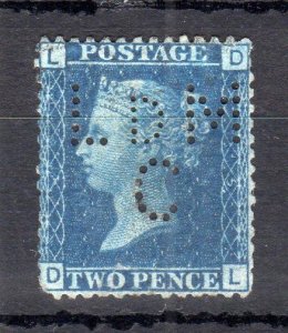 2d BLUE PLATE 15 WITH 'L D M C' PERFIN