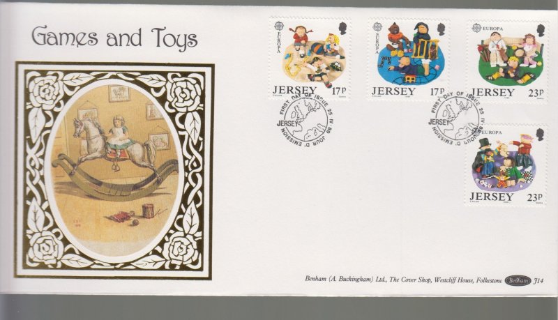 Jersey 1989 Europa Toys on Benham Silk  FDC