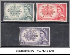 AUSTRALIA - 1953 QEII CORONATION SCOTTT#259-261 - 3V - MINT LH