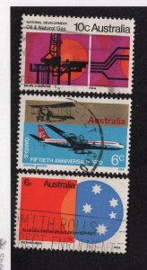 Australia 1970-71 Group of 3 Commemoratives, Scott 486, 491, 496 used