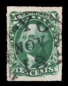 MOMEN: US STAMPS #15 IMPERF USED VF/XF LOT #83045*