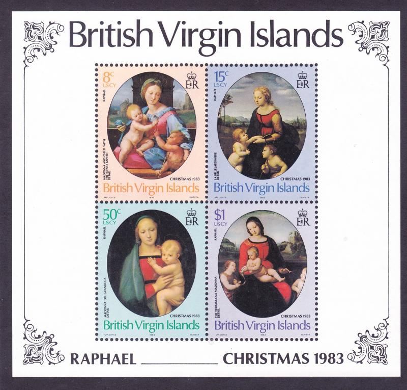 Virgin Islands 461a MNH 1983 Raphael Paintings Christmas Souvenir Sheet of 4