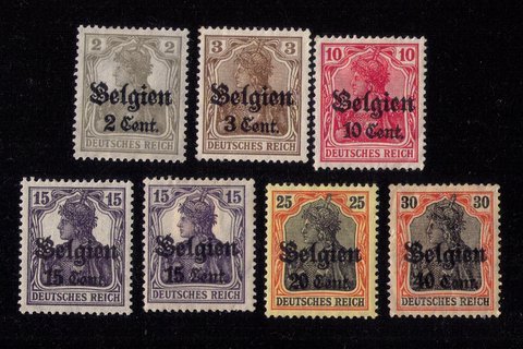 German Occupation Belgium Scott #N10-N19 Not A Complete Set (1916) MH ,OG VF