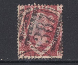 Great Britain Sc 32 used. 1870 1½p dull rose QV, Plate 3, 387 grid cancel, thin.