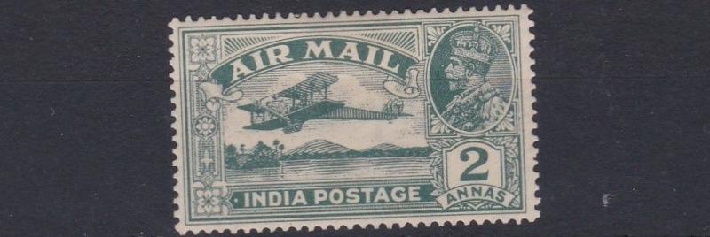 INDIA  1929  S G 220  2A  DEEP BLUE GREEN  MH 