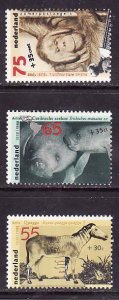 Netherlands-Sc#B638-40- id7-unused NH semi-postal set-Zoological Society-1988-