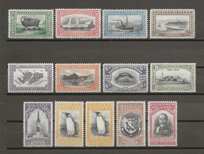 FALKLAND ISLANDS 1933 SG 127/138 + 136a MINT
