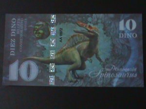 ​SPAIN-2021 DINOSAU-$10 DINO-POLIMER NOTE UNC-COLLECTIBLE-VF PICTORIAL BEAUTIFUL