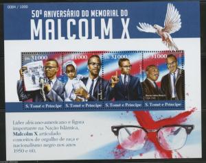 SAO TOME  2015 50th MEMORIAL ANNIVERSARY OF MALCOM X  SHEET   NH