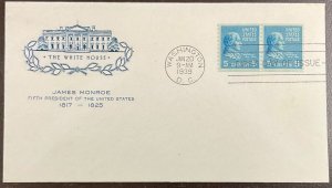 845 Farnam cachet James Monroe Coils Presidential Series FDC 1939